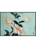 Juniqe Poster in Kunststoffrahmen "Hokusai - Trumpet Lilies" in Blau & Grün