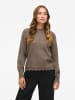 Vila Weicher Strickpullover mit Rundhalsausschnitt und Rippenbündchen in Hellbraun