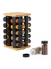 relaxdays Gewürzkarussell "20 Gläser" in Natur/ Schwarz - (B)18,5 x (H)32 x (T)18,5 cm