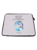 Mr. & Mrs. Panda Laptop Tasche Walfisch Thunfisch mit Spruch in Grau Pastell