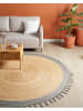 Beliani Geflochtener Teppich MARTS in Beige/Grau - (W) 200 x (L) 200 cm