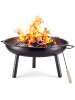 tectake Feuerkorb Ø 57,5 cm, 2,5 mm Stahldicke, Tragegriffe, Wasserablauf