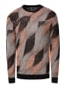 Rusty Neal Wellen-Design Feinstrick Rundhals-Pullover in Orange