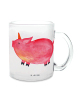 Mr. & Mrs. Panda Trinkglas Einhorn Schwein ohne Spruch in Transparent