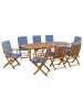 Beliani 9-tlg Gartentisch Set MAUI PREMIUM in Braun/Blau