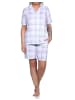 NORMANN kurzarm Pyjama Shorty Jersey zum durchknöpfen - 79042 in hellblau