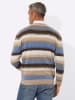 Sieh an! Rundhals-Pullover in ecru-mittelblau-geringelt