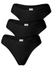 Yenita® Strings 3er Set Damen Tanga mit elastischem Logobund in schwarz