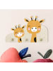 WALLART Kindergarderobe Holz - Giraffe mit Babygiraffe in Orange