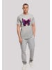 F4NT4STIC T-Shirt Pink Schmetterling TEE UNISEX in grau meliert