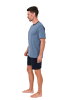 NORMANN Kurzarm Schlafanzug Shorty Pyjama Minimalprint in blau