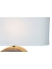 SalesFever Tischleuchte 55 cm handbemalte Keramikbasis in Grün und Leinenschirm in Beige