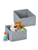 relaxdays 2 x Aufbewahrungsbox in Grau - (B)37 x (H)22-30 x (T)34 cm