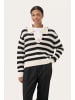 PART TWO Strickpullover NaiyaPW Gerade Passform in Black/Whitecap Stripe