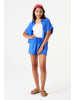 Garcia Sommerbluse Viskose-Leinen-Gemisch in hyper blue