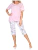NORMANN Capri Schlafanzug kurzarm floraler Print in rosa