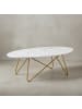 KADIMA DESIGN Marmor-Optik Couchtisch, Goldfarbenes Gestell, Oval, 120x40x60 cm