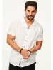 behype Kurzarmhemd - aus Leinen Sommerhemd im Regular-Fit in Weiß