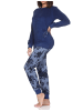 NORMANN Frottee Schlafanzug langarm Bündchen Floral in marine