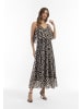 faina Damen Maxikleid in Schwarz Beige