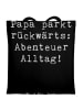 Mr. & Mrs. Panda Tragetasche Vater Abenteuer mit Spruch in Schwarz