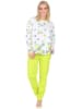 NORMANN Langarm Schlafanzug Pyjama Tupfen Punkte Look in grün