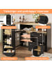 ABRIHOME Bartisch mit 2 Schubladen in Schwarz - drehbarer Sideboardschrank mit Regalen 