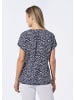 GOLDNER Kurzgröße:  Bluse mit Tunika Ausschnitt in marine / weiß / gemustert