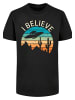 F4NT4STIC Basic Tee I Believe UFO Alien Sunset in schwarz