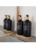 Intirilife 3-teiliges Seifenspender Set aus Glas und Bambus in Schwarz