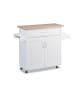 relaxdays Küchenwagen in Weiß/ Natur - (B)114,5 x (H)90 x (T)39,5 cm