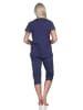NORMANN Schlafanzug kurzarm Pyjama Caprihose Tupfen Punkte Optik - 86428 in navy