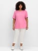 sheego V-Shirt in blumiges pink