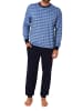 NORMANN Schlafanzug Pyjama Bündchen Karo - 71657 in hellblau