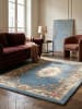 KADIMA DESIGN Wollteppich Kurzflor BEAULY Naturfaser Traditionell Wohnzimmer in Blau-Beige