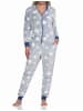 NORMANN Schlafanzug Jumpsuit Overall Sterne Coralfleece - 76732 in blau