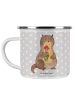 Mr. & Mrs. Panda Kaffeetasse Otter Blumenstrauß ohne Spruch in Grau Pastell