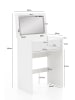 KADIMA DESIGN Schminktisch | Weiß, 60x81x40cm, Mit Hocker, Spiegel