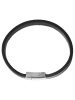 Adeliás Unisex Armband aus Leder 20,5 cm in schwarz