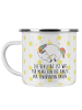 Mr. & Mrs. Panda Camping Emaille Tasse Einhorn Nacht mit Spruch in Weiß