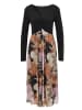Aniston SELECTED Midikleid in schwarz-mauve-orange-braun-ocker-lila
