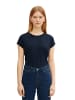 Tom Tailor Basic T-Shirt Kurzarm Rundhals Top in Dunkelblau