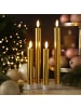 MARELIDA 2x LED Stabkerzen Tafelkerzen H: 25cm in gold glänzend