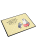 Mr. & Mrs. Panda Schreibtischmatte Pinguin mit Kind mit Spruch in Gelb Pastell