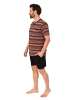 NORMANN Kurzarm Schlafanzug Pyjama Shorty Streifen - 84476 in rot