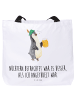 Mr. & Mrs. Panda Shopper Tasche Pinguin Bier mit Spruch in Weiß