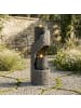 ABRIHOME Zimmerbrunnen in Grau LED mit Wasserpumpe Kunststein Zierbecken für Garten