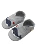 Yalion Hellgraue Krabbelschuhe aus Leder mit rutschfester Sohle – Wal-Muster