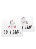 Mr. & Mrs. Panda Glasuntersetzer Einhorn Vegan mit Spruch in Weiß