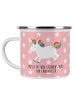 Mr. & Mrs. Panda Emailletasse Einhorn Happy mit Spruch in Rot Pastell